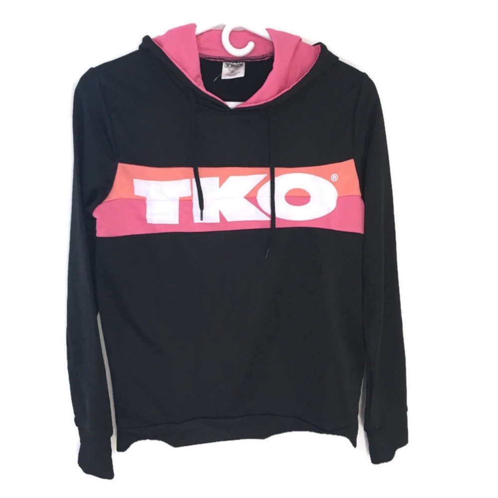 TKO Black Hoodie Sweatshirt w/ Pink Coral Colorway Size S